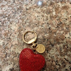 Red Heart Keychain with Gold Ring